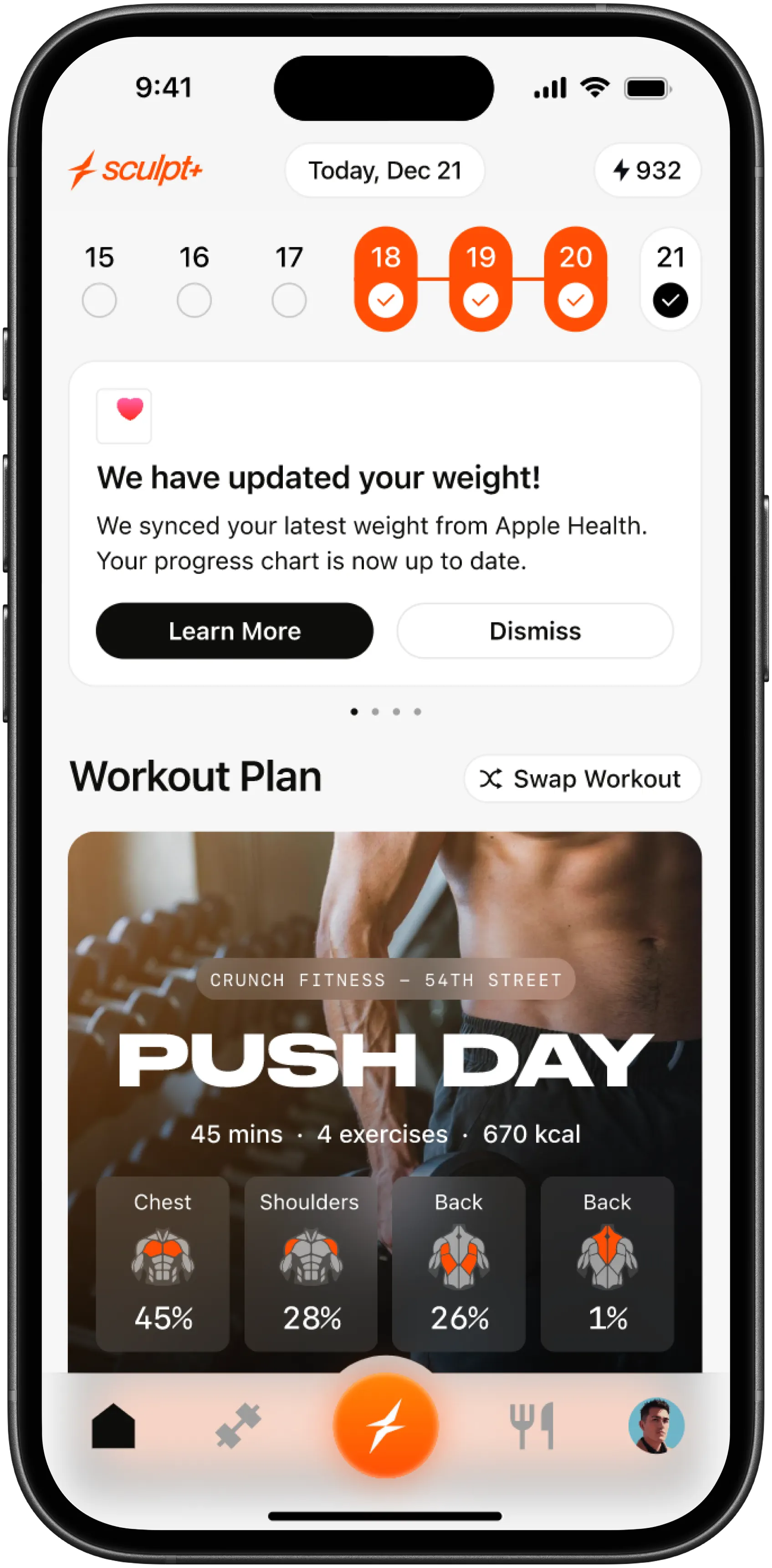 Sculpt Push Day workout