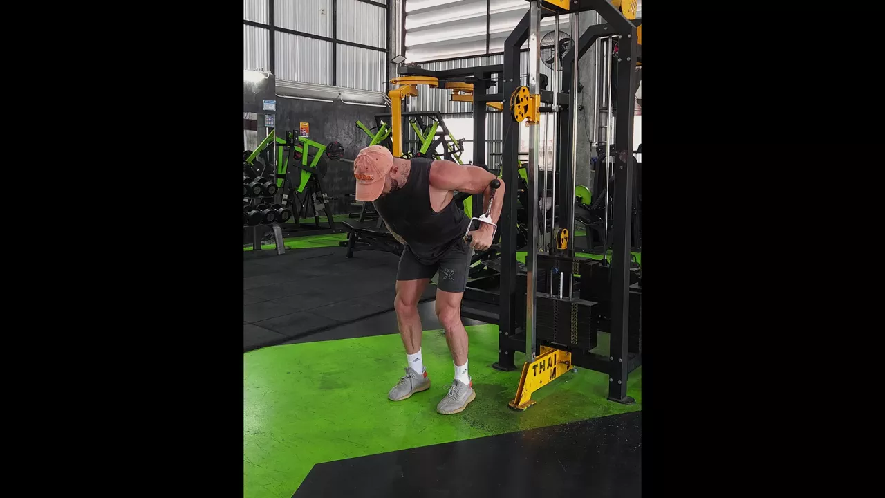 Cable Bent Over Chest Press Single Arm exercise