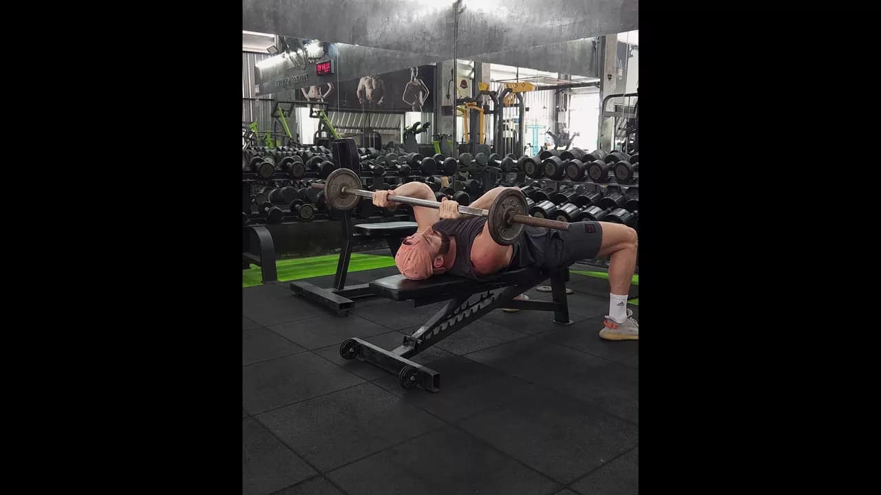 Lying Barbell Tricep Extensions exercise