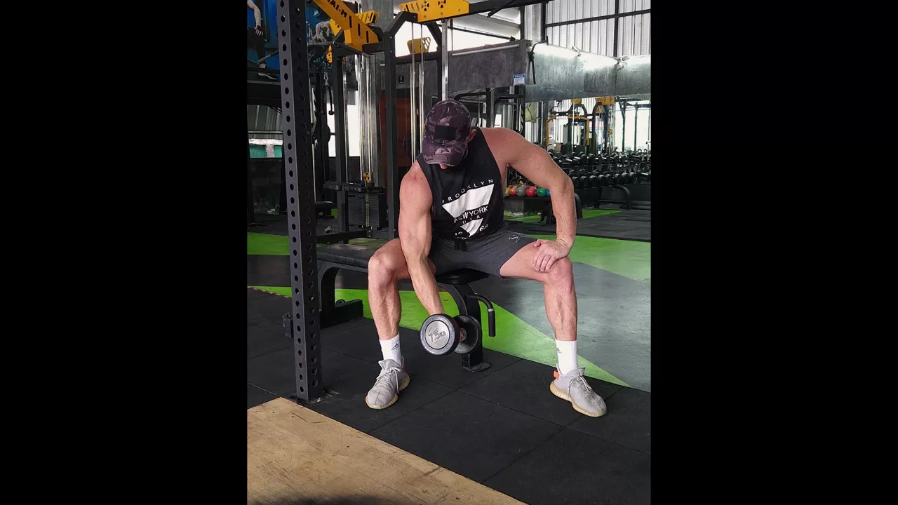 Seated Dumbbell Concentration Curl exercise