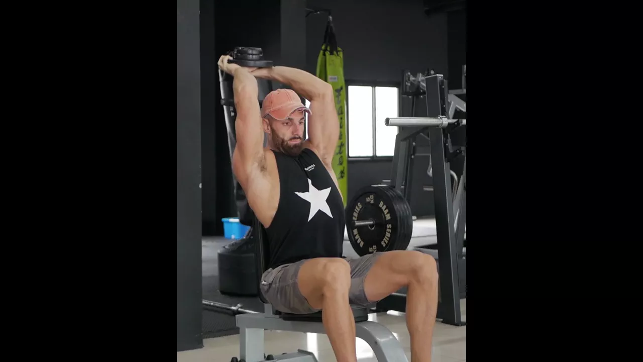 Seated Dumbbell Overhead Triceps Extension exercise